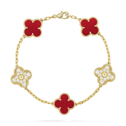 [Stars Jewelry] CLOVER 5 MOTIF RED CORNELIAN BRACELET COLLECTION