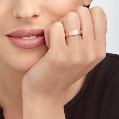 [Stars Jewelry]ZERO 1 ESSENTIAL PINK GOLD BAND WITH DIAMONDS RING