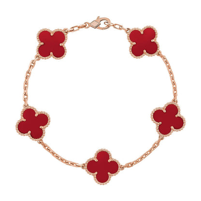 [Stars Jewelry] CLOVER 5 MOTIF RED CORNELIAN BRACELET COLLECTION