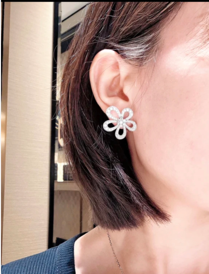 [Stars Jewelry]Flowerlace Diamond Pavé Earrings