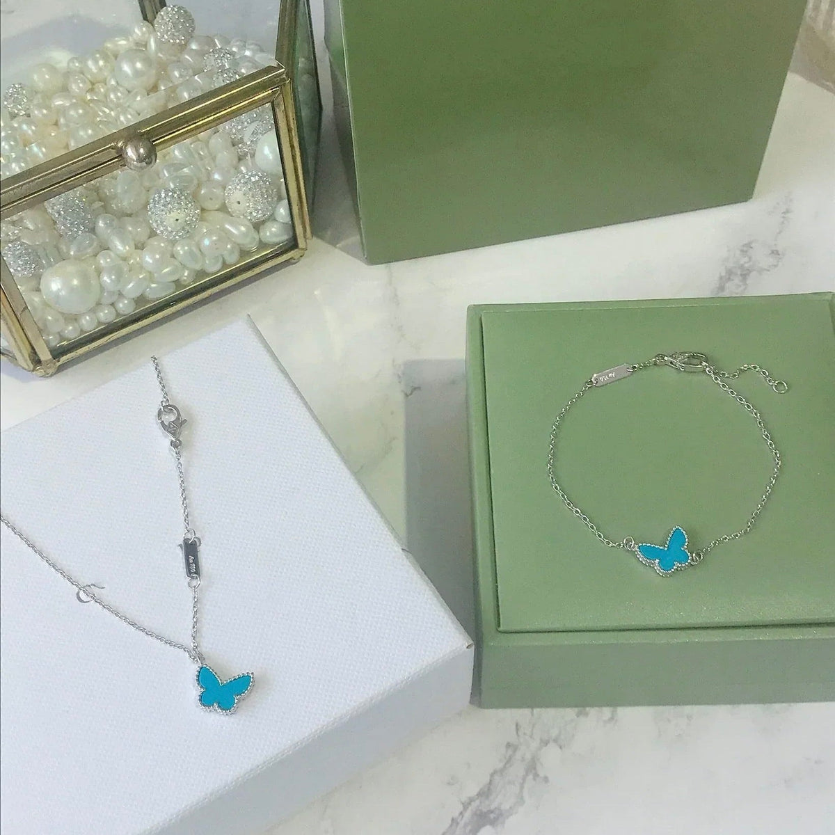 [Stars Jewelry]BUTTERFLY TURQUOISE BUTTERFLY BRACELET SILVER