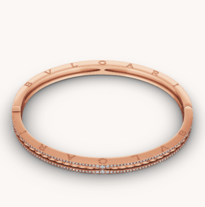 [Stars Jewelry]ZERO 1 SPIRAL AND PAVED DIAMOND PINK GOLD BRACELET