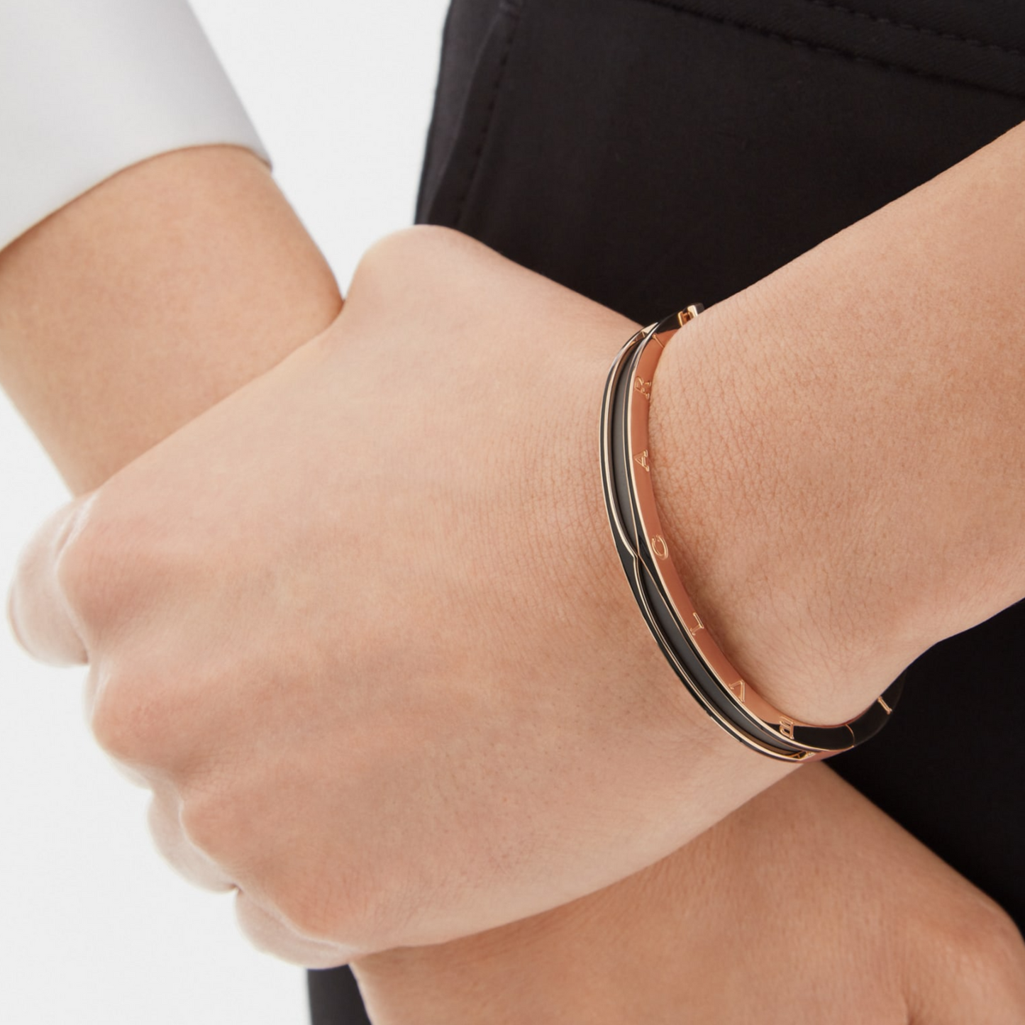 [Stars Jewelry]ZERO 1 PINK GOLD WITH MATTE BLACK CERAMIC BRACELET