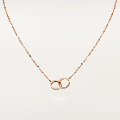 [Stars Jewelry]LOVE DOUBLE RING HALF DIAMOND NECKLACE
