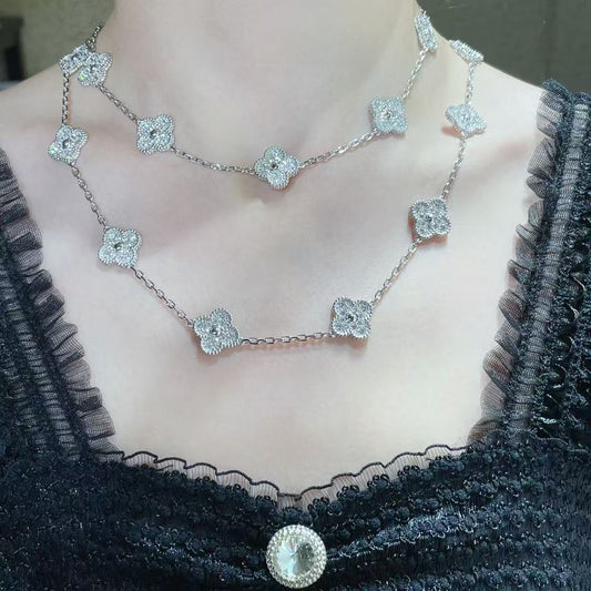 [Stars Jewelry]CLOVER 20 MOTIFS FULL-DIAMOND NECKLACE