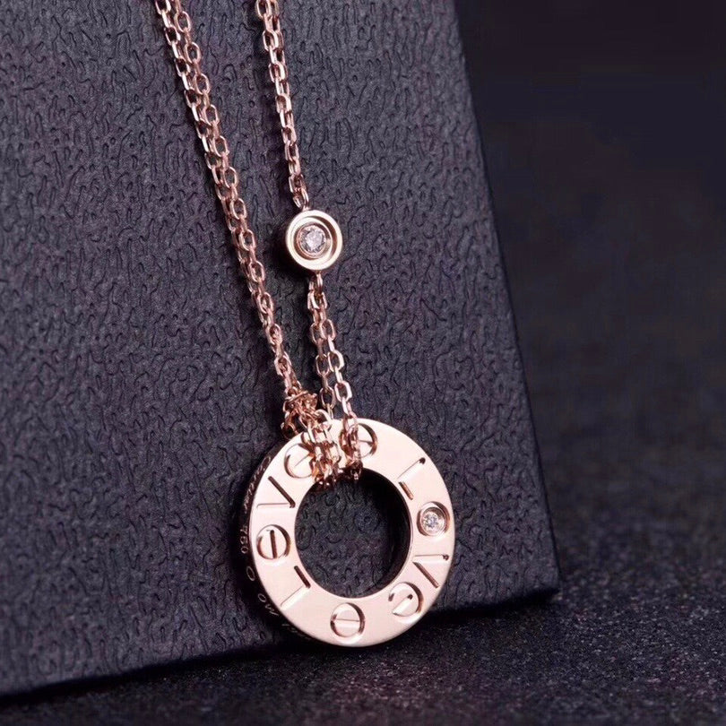 [Stars Jewelry]LOVE NECKLACE 16MM 2 DIAMONDS
