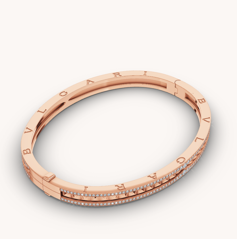 [Stars Jewelry]ZERO 1 SPIRAL AND PAVED DIAMOND PINK GOLD BRACELET