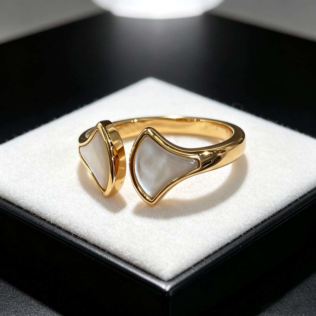 [Stars Jewelry]BVLGARI Double Fan Open-Faced Ring