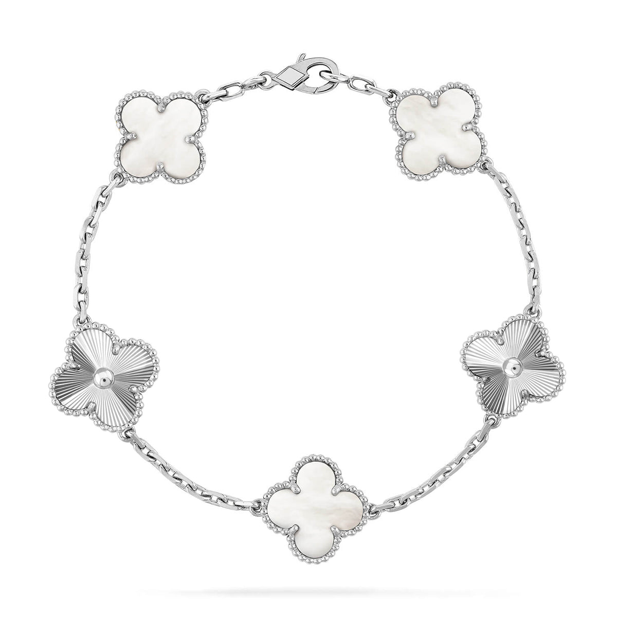 [Stars Jewelry]CLOVER WHITE PEARL MOP 5 MOTIF BRACELET COLLECTION