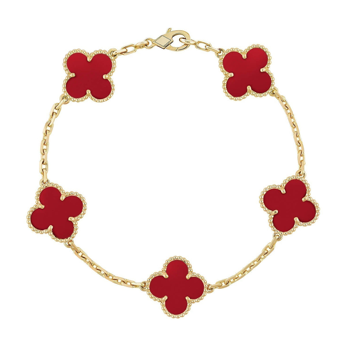 [Stars Jewelry] CLOVER 5 MOTIF RED CORNELIAN BRACELET COLLECTION