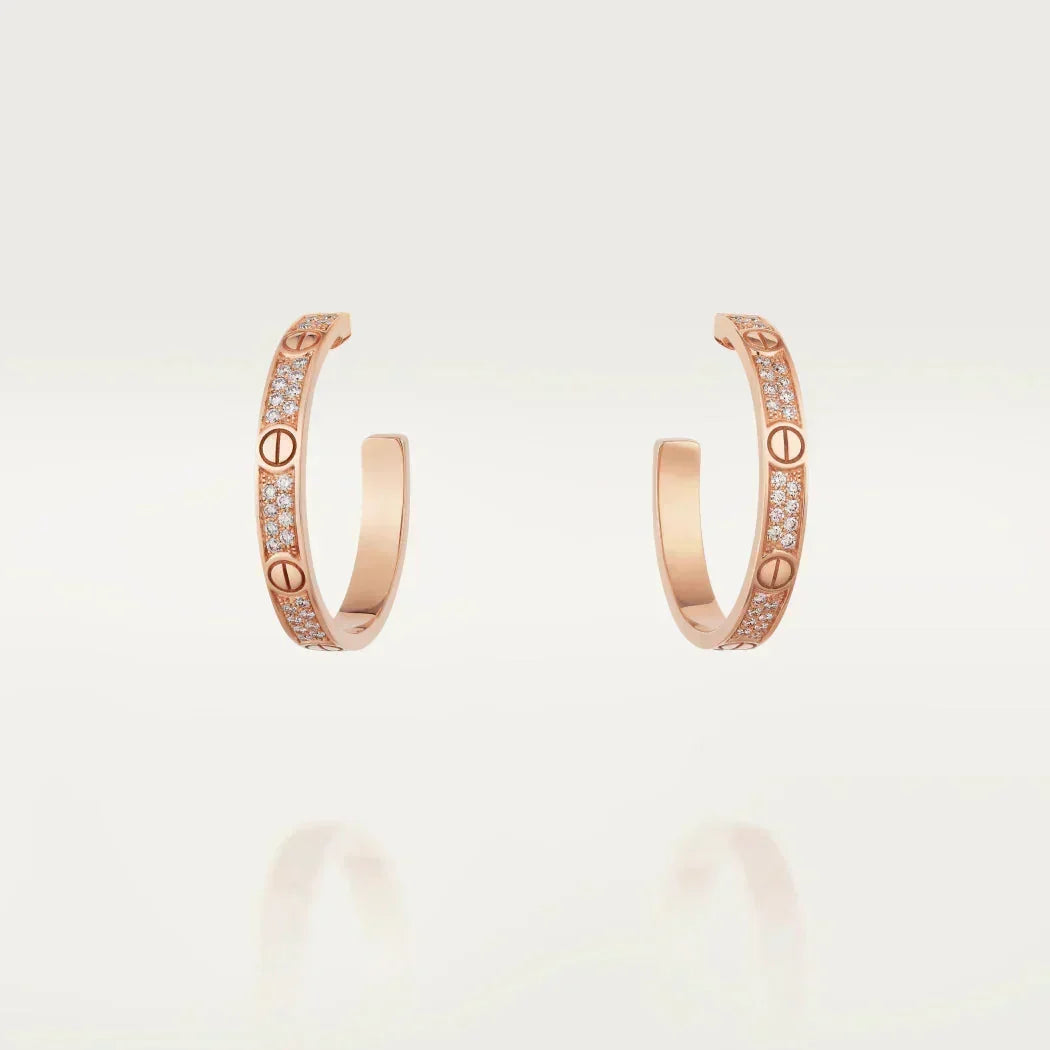 [Stars Jewelry]LOVE EARRINGS 3.6MM DIAMOND PAVED