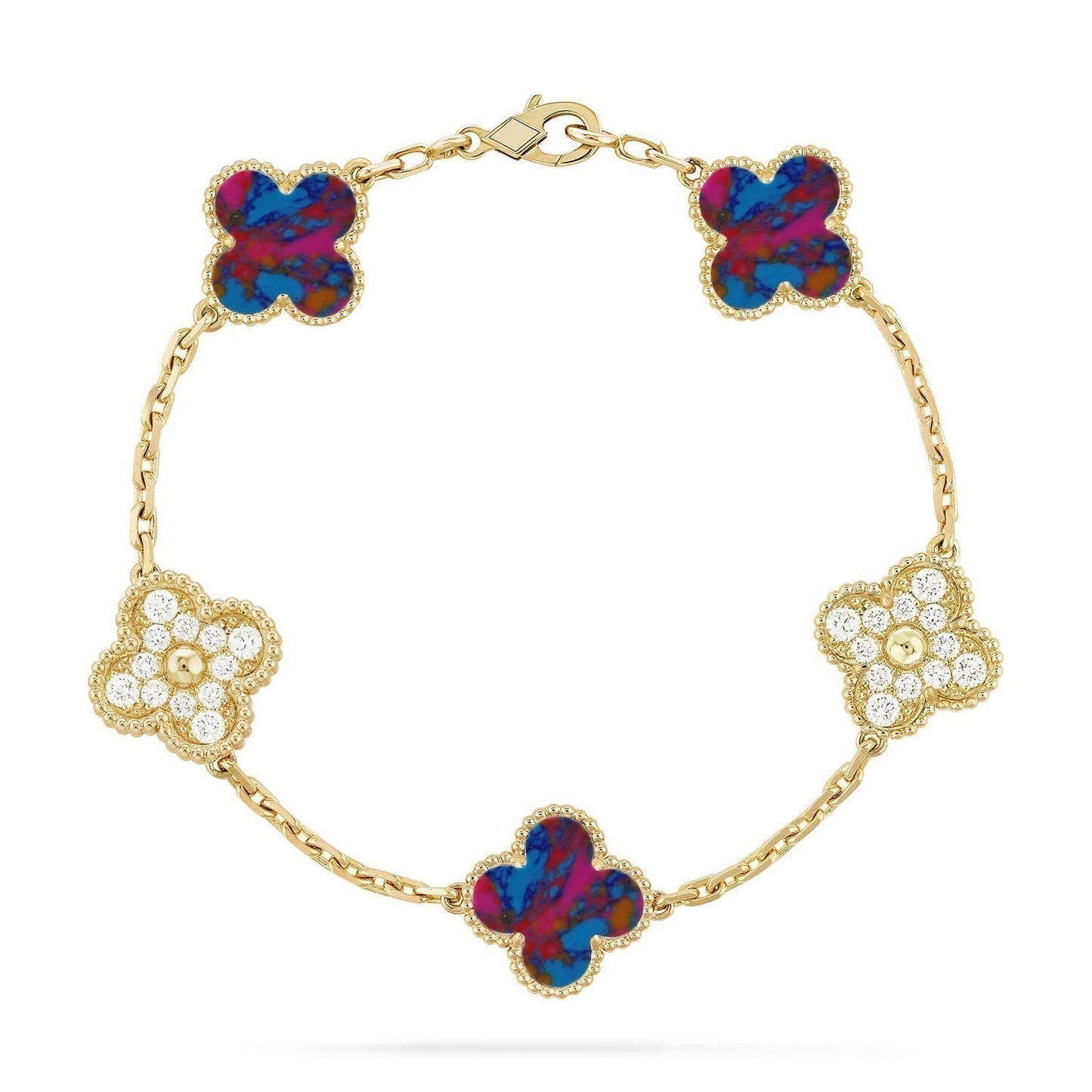 [Stars Jewelry]CLOVER 5 MOTIF COLOR GEMSTONES BRACELET COLLECTION
