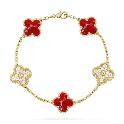 [Stars Jewelry]CLOVER 5 MOTIF RED PATTERN BRACELET COLLECTION