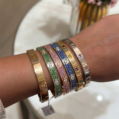 [Stars Jewelry]2026 PAVE GEMSTONE LOVE BRACELET 6.1MM 10 DIAMONDS