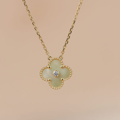 [Stars Jewelry]CLOVER 15MM DIAMOND GOLD MOTHER OF PEARL NECKLACE
