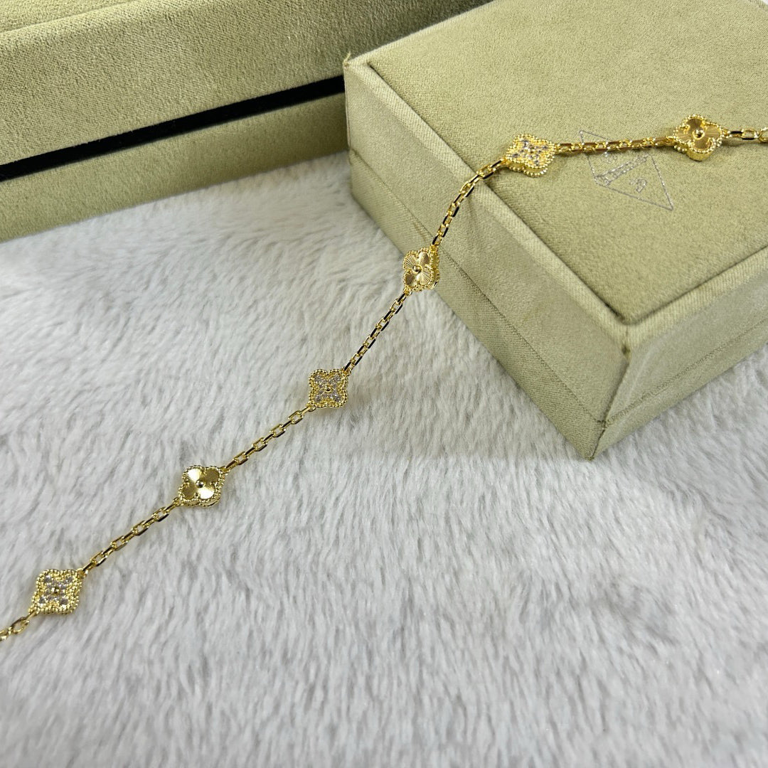 [Stars Jewelry]CLOVER 6 MOTIF DIAMOND LASER BRACELET