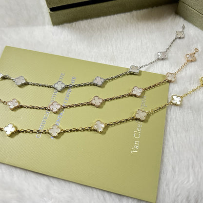 [Stars Jewelry]CLOVER 6 MOTIF WHITE MOP BRACELET