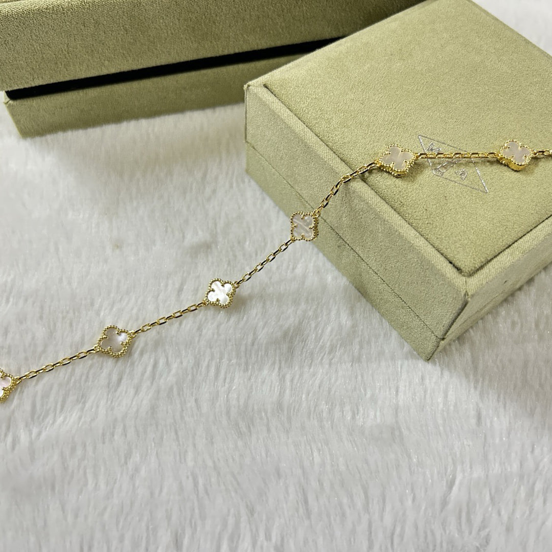 [Stars Jewelry]CLOVER 6 MOTIF WHITE MOP BRACELET