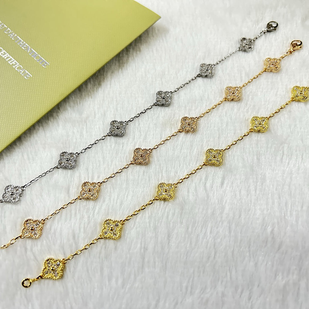 [Stars Jewelry]CLOVER 6 MOTIF DIAMOND BRACELET