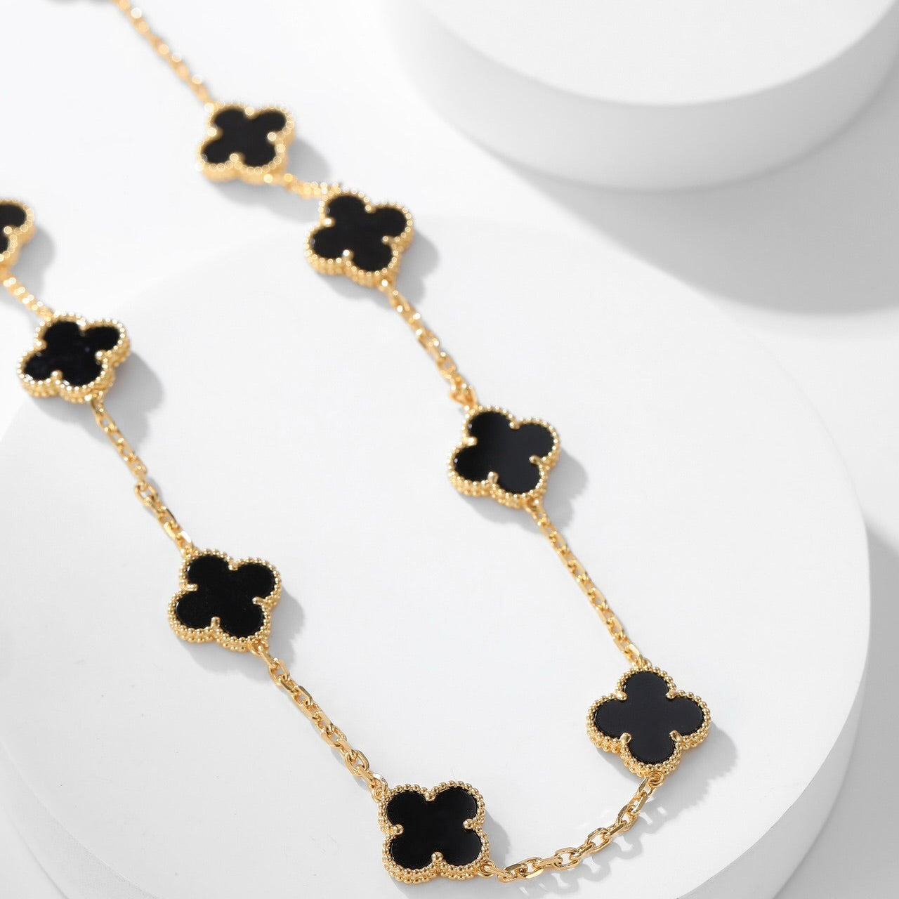 [Stars Jewelry]CLOVER 10 MOTIFS ONYX NECKLACE