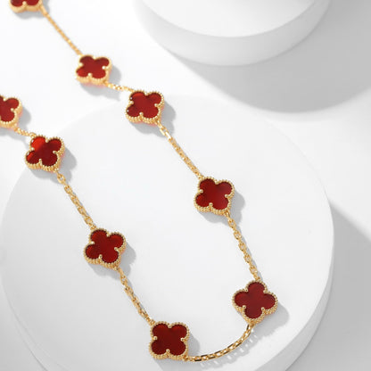[Stars Jewelry]CLOVER 10 MOTIFS CARNELIAN NECKLACE