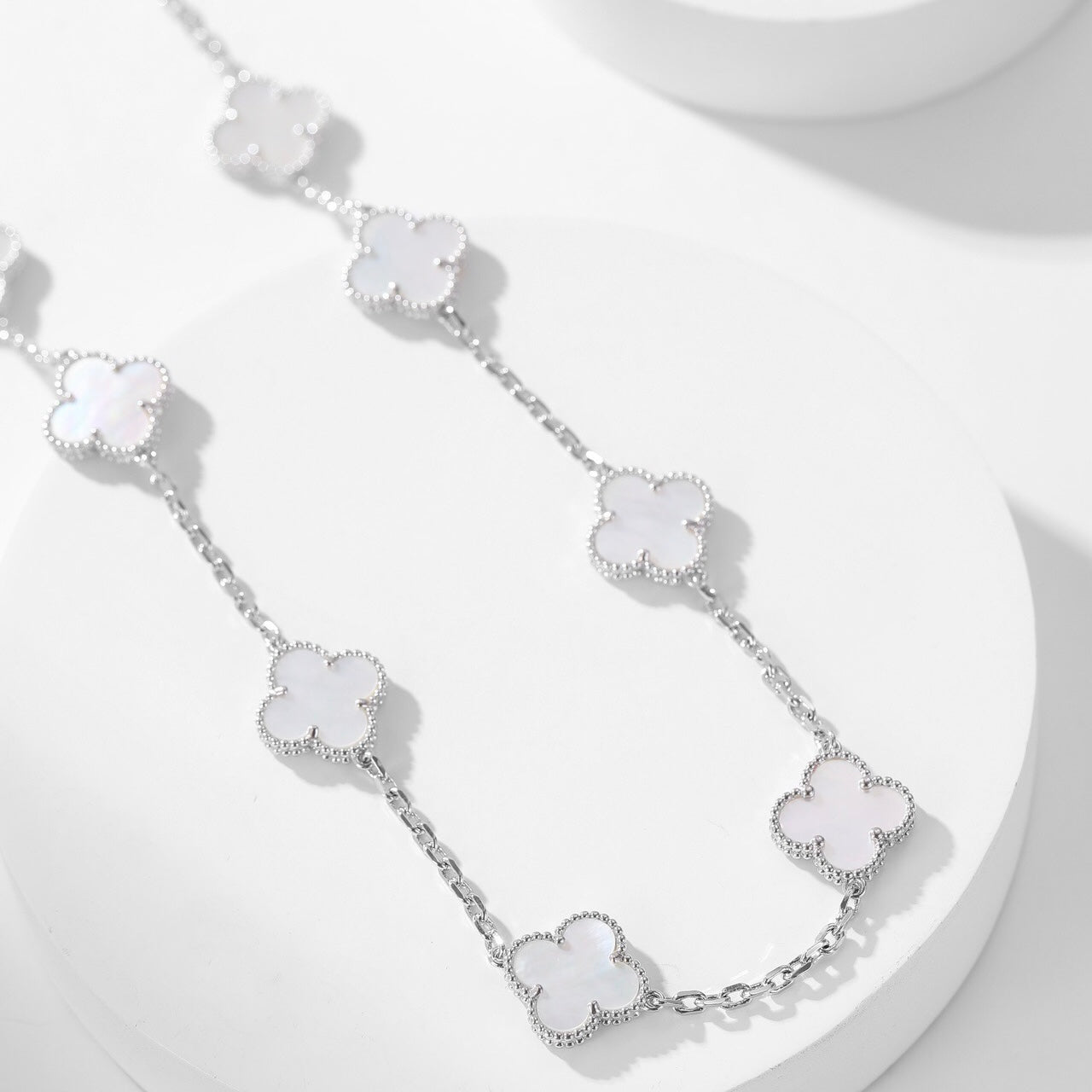 [Stars Jewelry]CLOVER 10 MOTIFS WHITE MOTHER OF PEARL NECKLACE