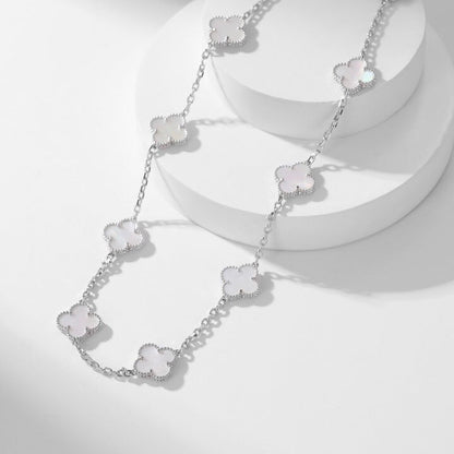 [Stars Jewelry]CLOVER 10 MOTIFS WHITE MOTHER OF PEARL NECKLACE