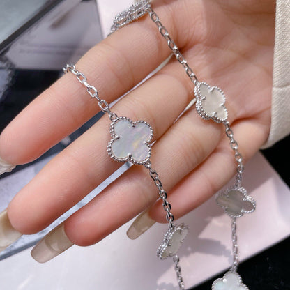 [Stars Jewelry]CLOVER 10 MOTIFS WHITE MOTHER OF PEARL NECKLACE