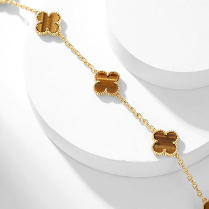[Stars Jewelry]CLOVER 10 MOTIFS TIGER EYE NECKLACE