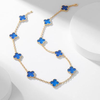 [Stars Jewelry]CLOVER 10 MOTIFS BLUE AGATE NECKLACE