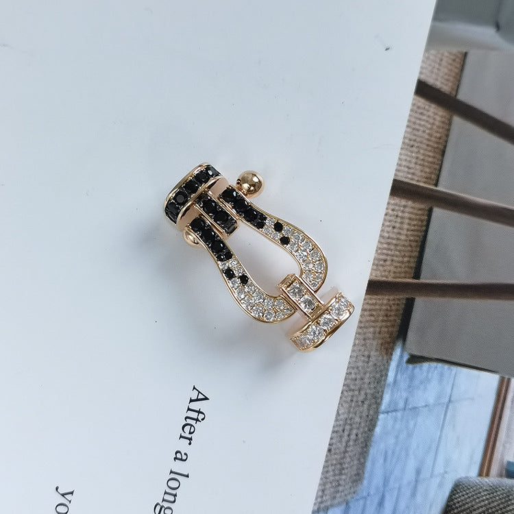 [Stars Jewelry]FORCE LARGE HORSESHOE BLACK WHITE DIAMOND BRACELET ROSE GOLD