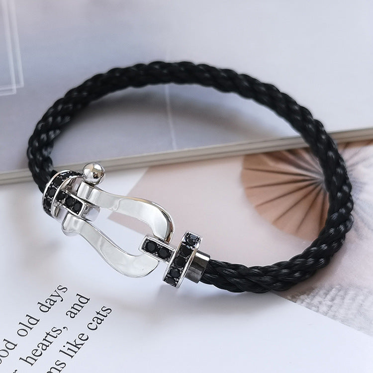 [Stars Jewelry]FORCE LARGE HORSESHOE BLACK DIAMOND BRACELET SILVER