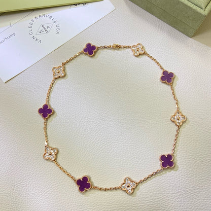 [Stars Jewelry Jewelry]CLOVER 10 MOTIFS  PURPLE VIOLET DIAMOND NECKLACE