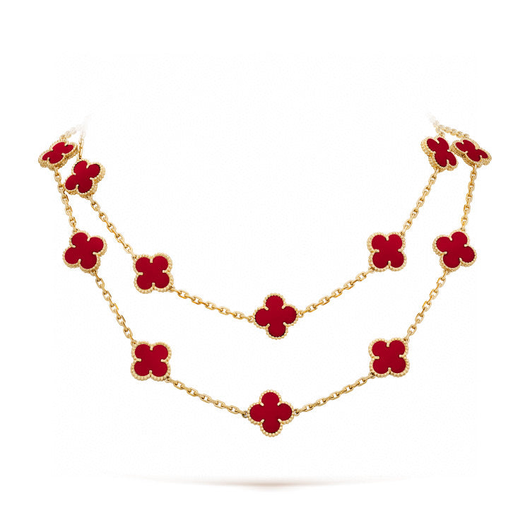 [Stars Jewelry]CLOVER 20 MOTIFS CARNELIAN NECKLACE