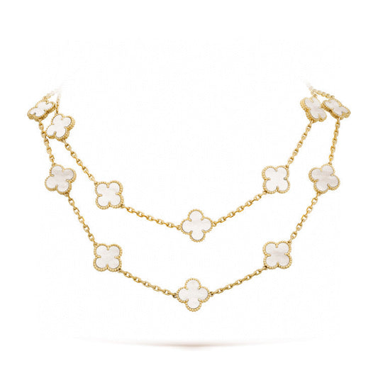 [Stars Jewelry]CLOVER 20 MOTIFS WHITE MOP NECKLACE