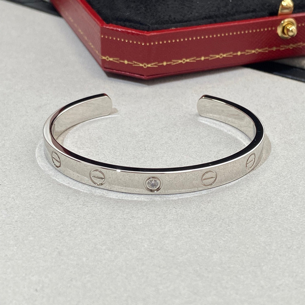 [Stars Jewelry]LOVE BRACELET 6.1MM 1 DIAMOND OPEN CUFF