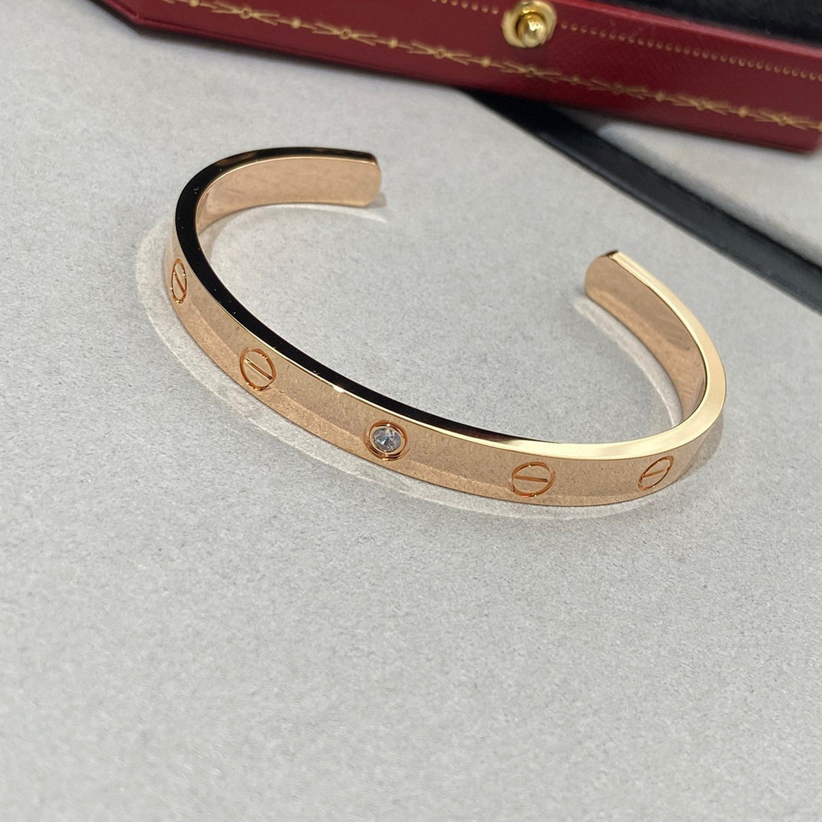 [Stars Jewelry]LOVE BRACELET 6.1MM 1 DIAMOND OPEN CUFF