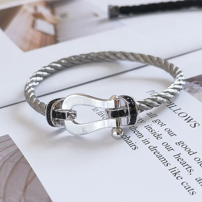 [Stars Jewelry]FORCE LARGE HORSESHOE BLACK DIAMOND BRACELET SILVER