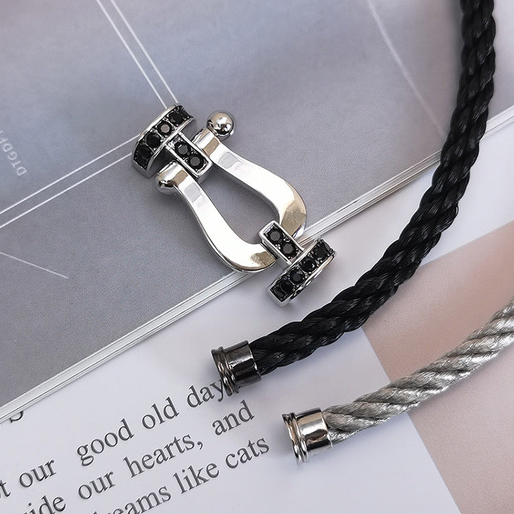 [Stars Jewelry]FORCE LARGE HORSESHOE BLACK DIAMOND BRACELET SILVER