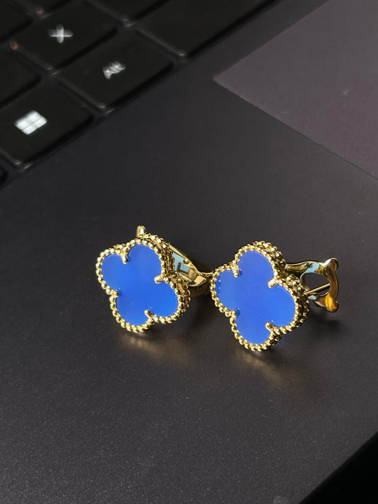 [Stars Jewelry] CLOVER LARGE (20mm) 1 MOTIFS BLUE MOP STUD EARRINGS