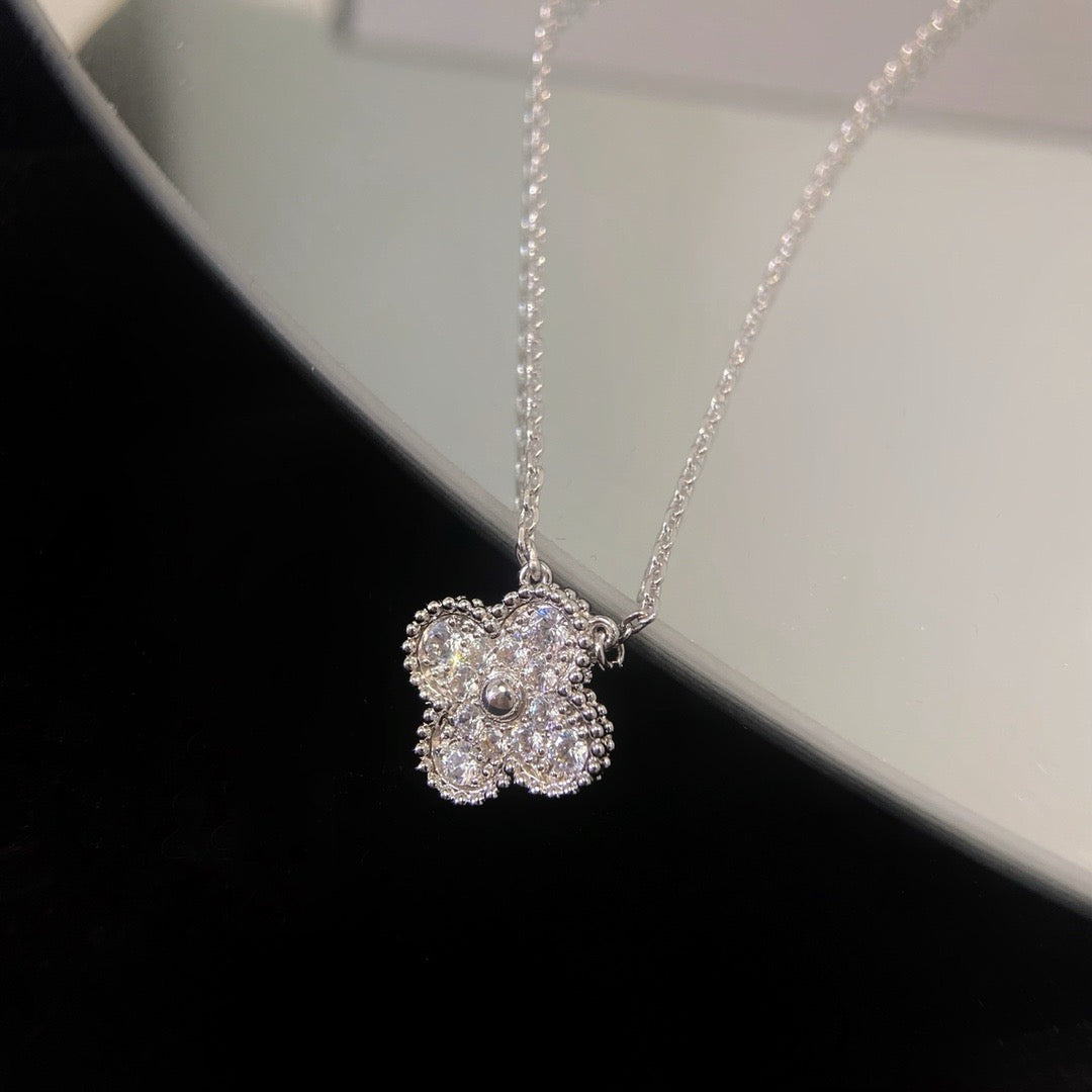 [Stars Jewelry]CLOVER 15MM DIAMOND SINGLE FLOWER NECKLACE