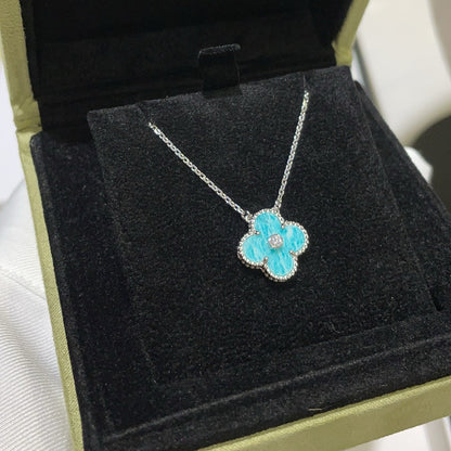 [Stars Jewelry]CLOVER 15MM DIAMOND SVRES PORCELAIN  NECKLACE SILVER