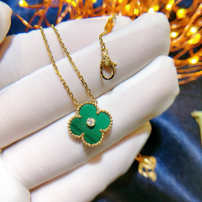 [Stars Jewelry]CLOVER 15MM DIAMOND TURQUOISE NECKLACE