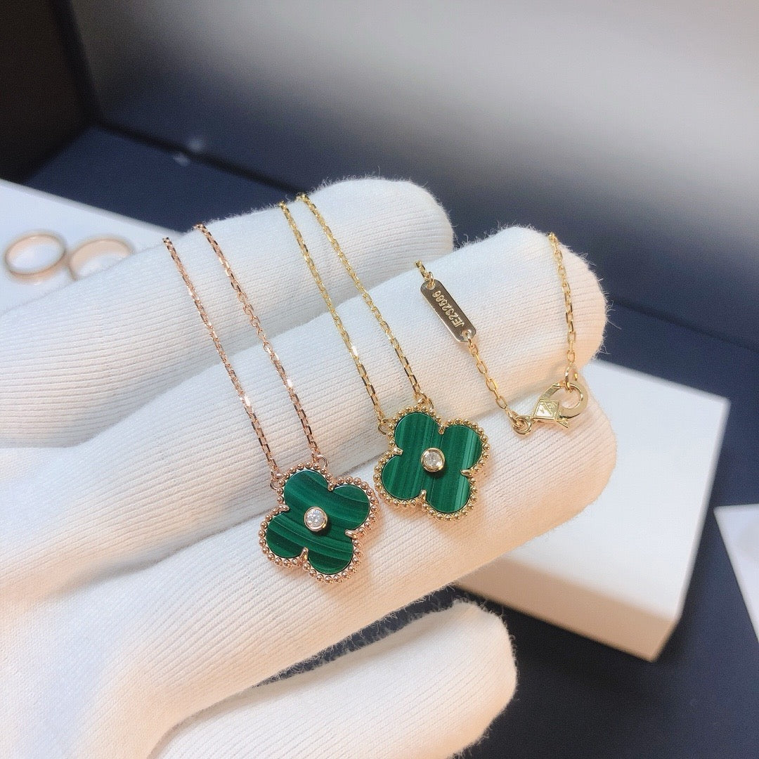 [Stars Jewelry]CLOVER 15MM DIAMOND TURQUOISE NECKLACE