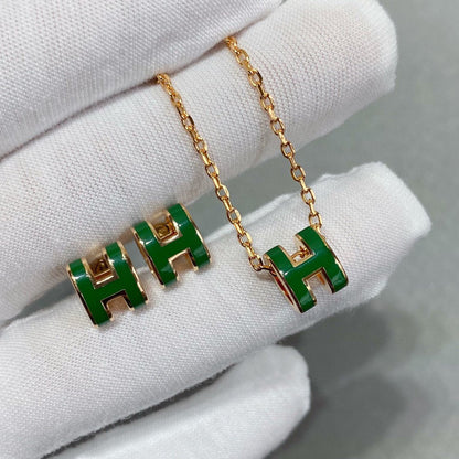 [Stars Jewelry]POP H GREEN NECKLACE SILVER AND GOLD