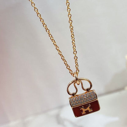 [Stars Jewelry]CONSTANCE RED PEDANT PINK GOLD NECKLACE