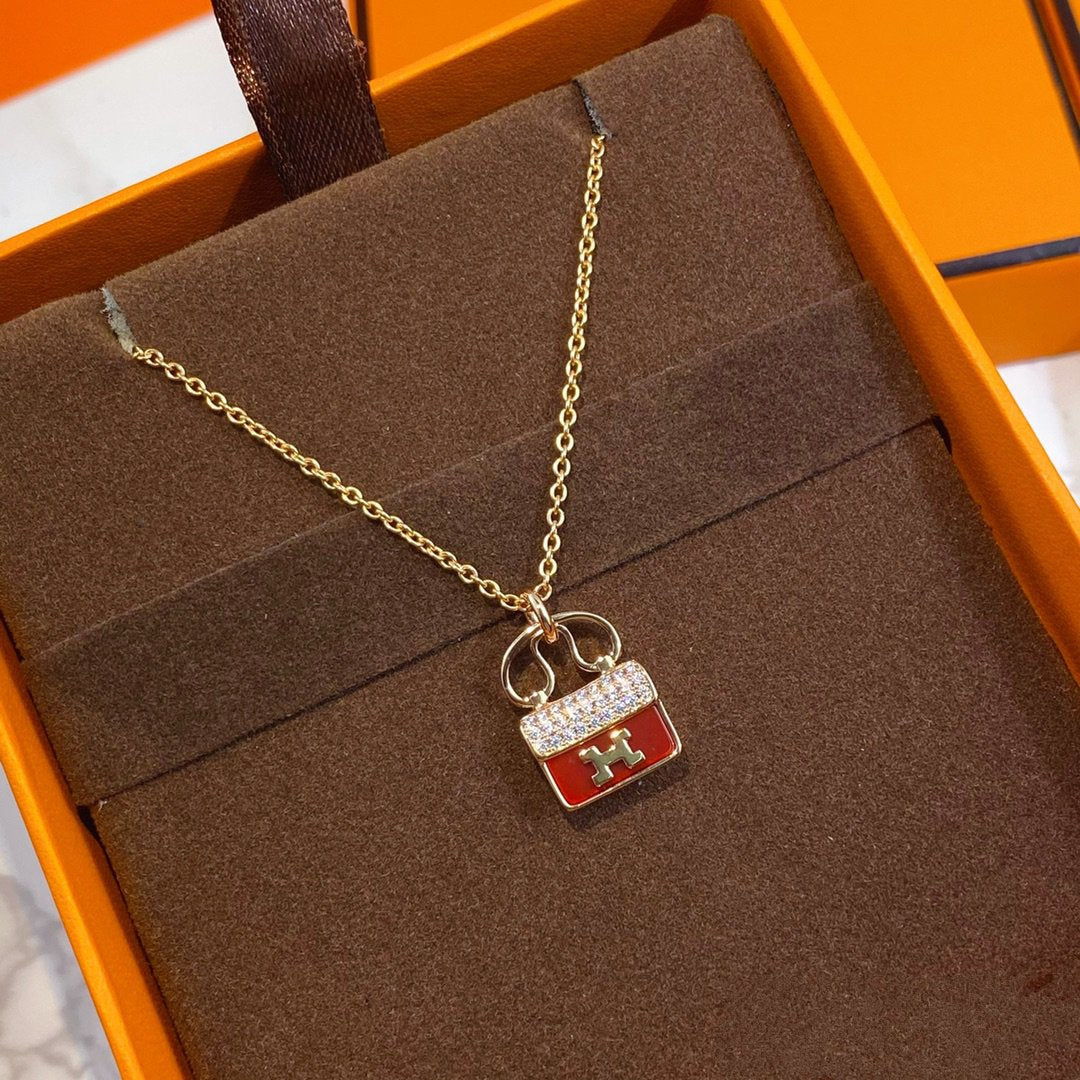 [Stars Jewelry]CONSTANCE RED PEDANT PINK GOLD NECKLACE