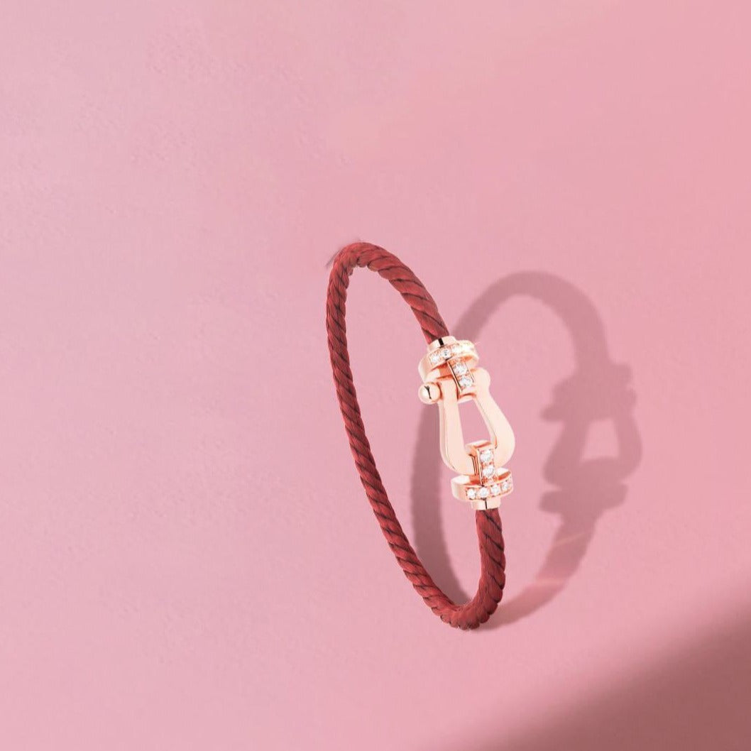 [Stars Jewelry]FORCE 10 HALF DIAMOND PINK GOLD RED CORDERI LARGE AND MEDIUM MODEL
