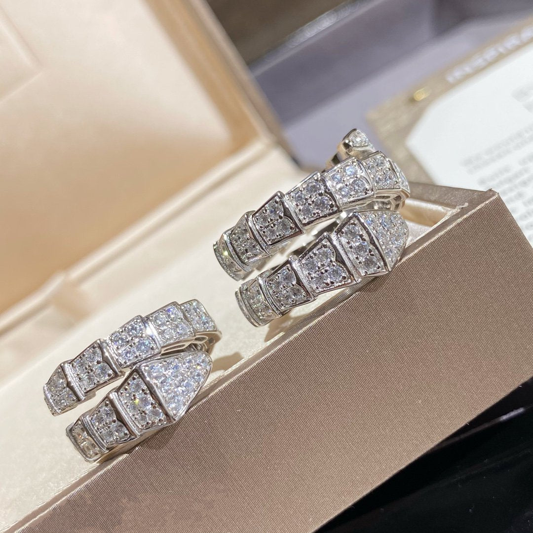 [Stars Jewelry]SERPENTI DOUBLE RING SILVER DIAMOND PAVED