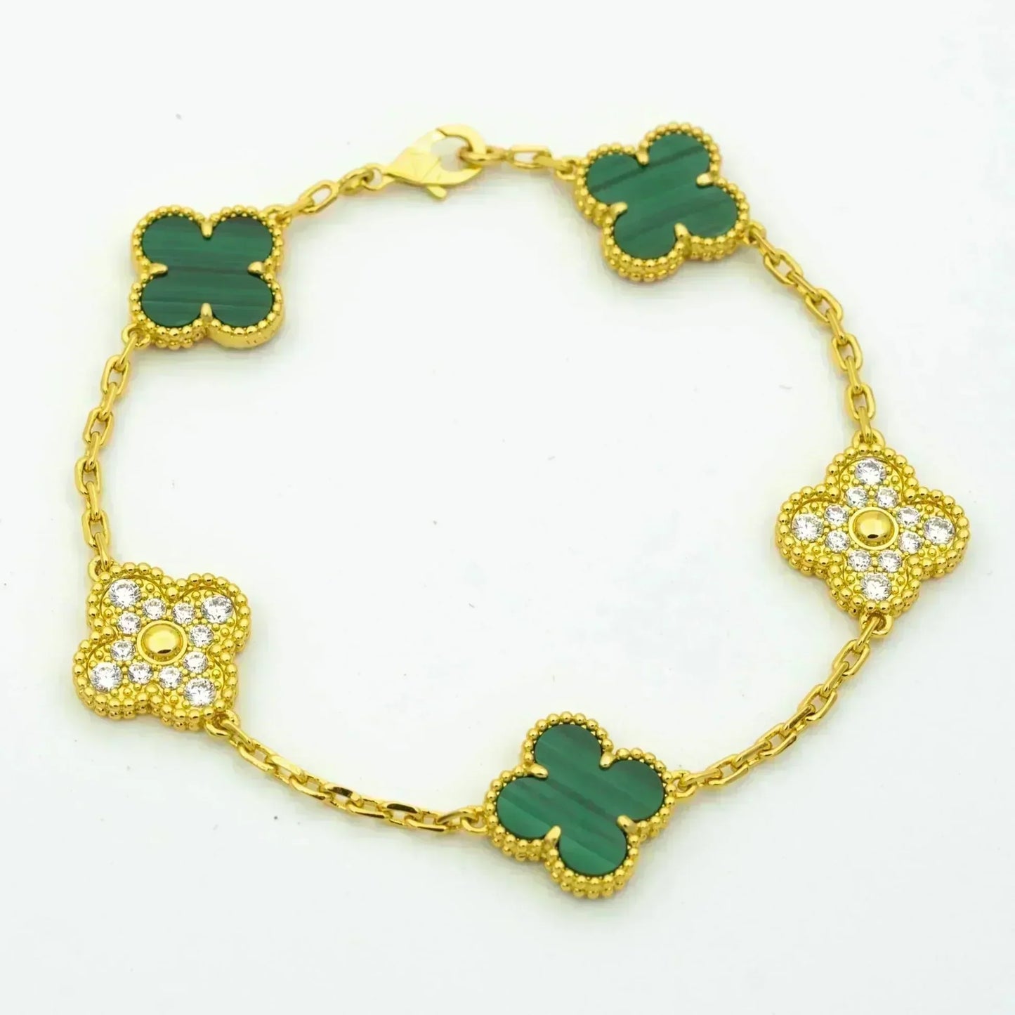 [Stars Jewelry] CLOVER 5 MOTIF MALACHITE BRACELET COLLECTION